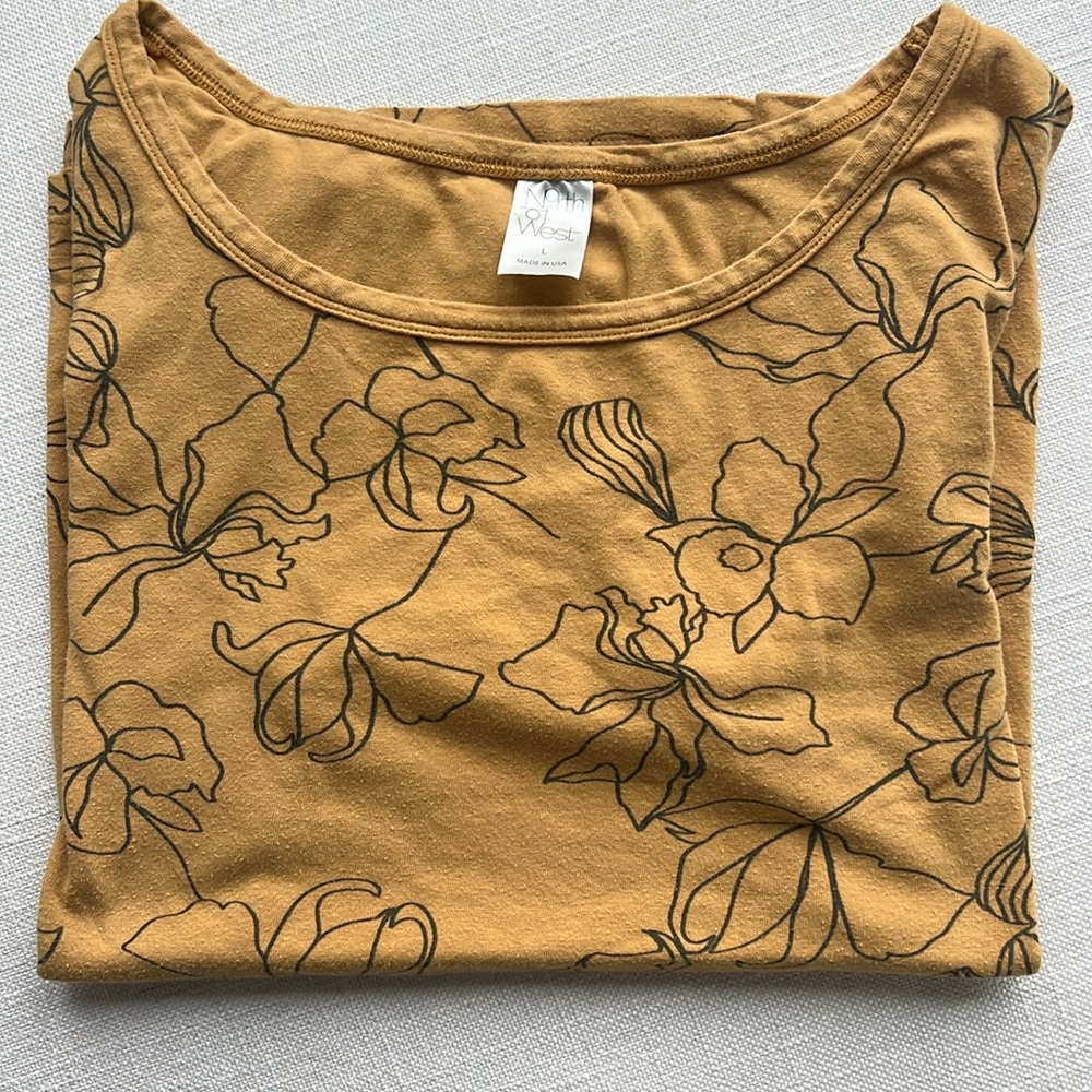 North of West Mustard Floral Doodle Top